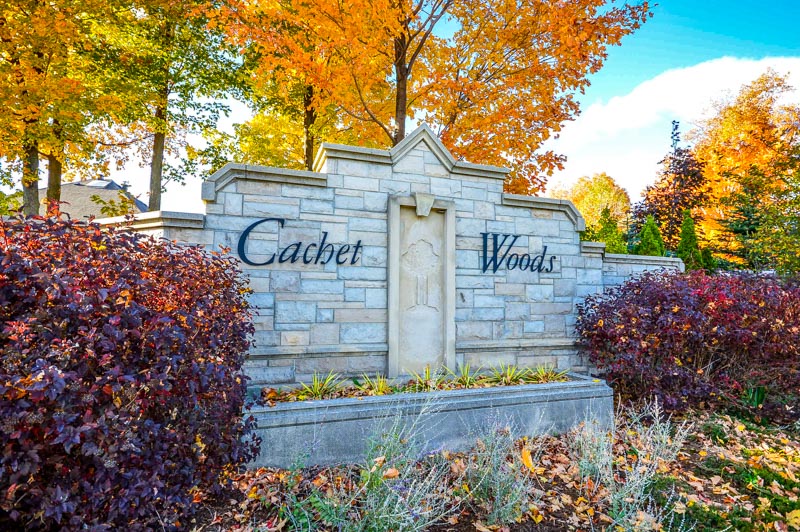 Cachet Woods Markham neighbourhood sign