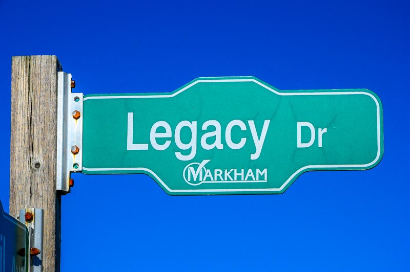 Legacy Village Markham neighbourhood sign